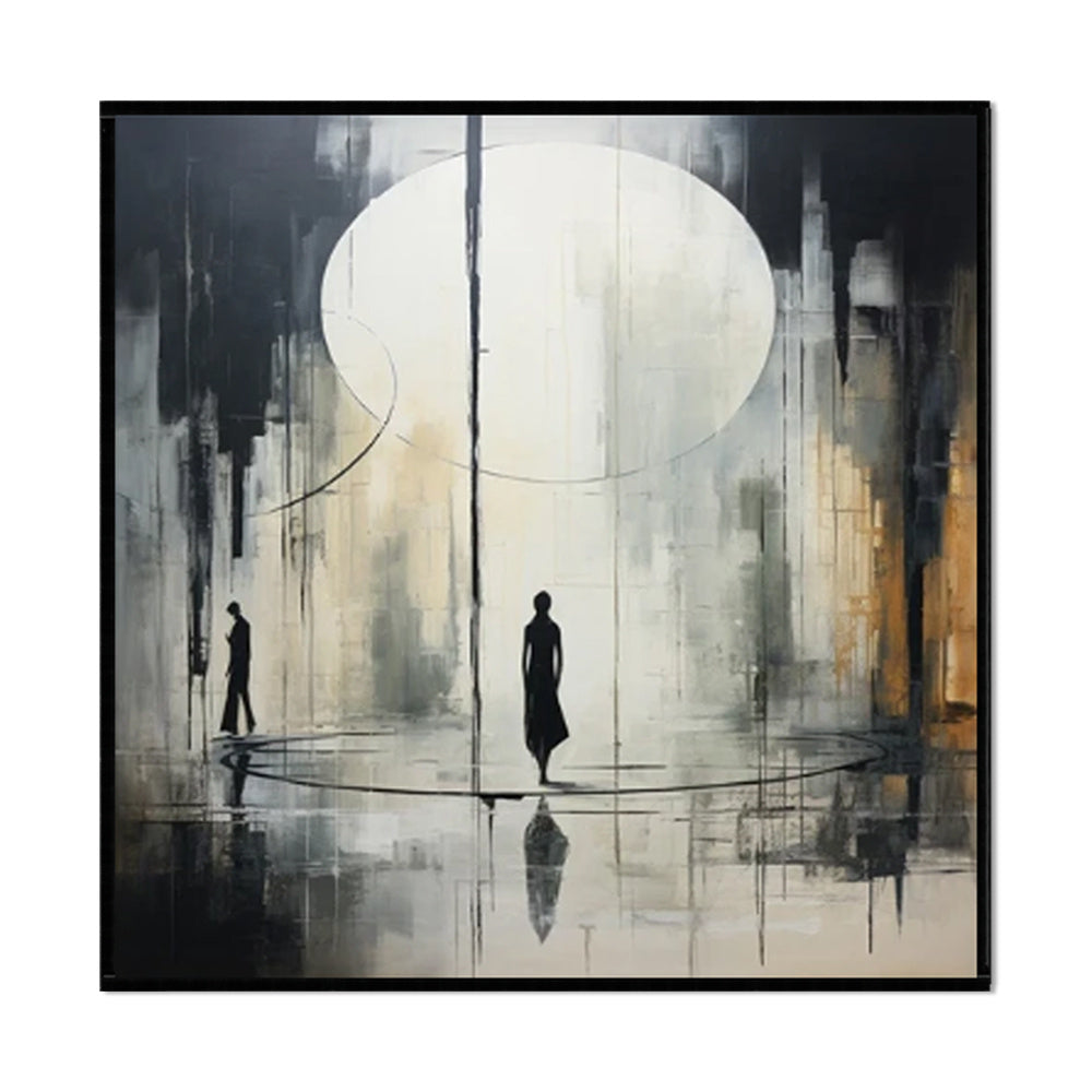 Handmade Oil Painting Canvas Wall Art Decoration Black And White Abstract Artwork Medieval Black Neoclassicism Wall Decor Street For Home Office Decor
