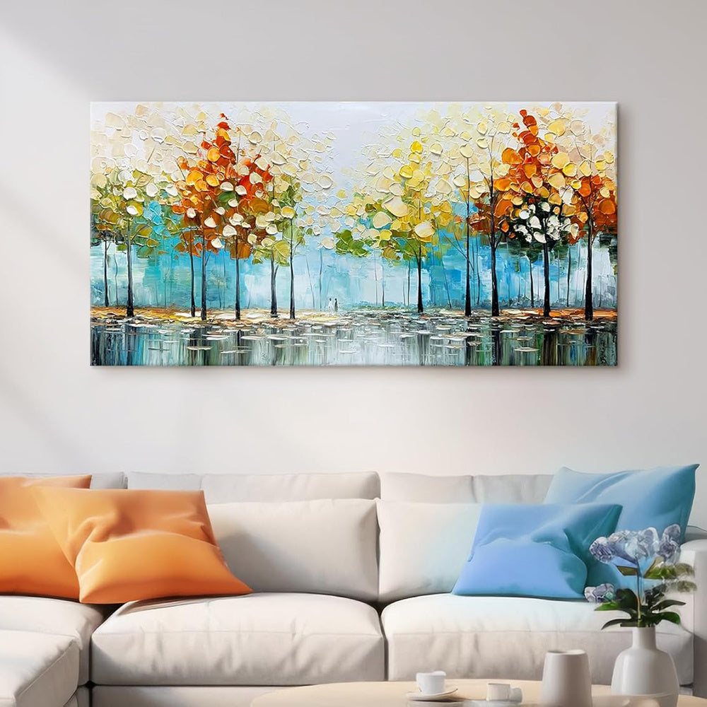 Large Handpainted Palette Knife Tree Oil Painting On Canvas Modern Abstract Landscape Art Poster Wall Pictures Home Decor