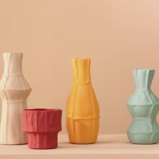 Ceramic tree shaped geometric vase